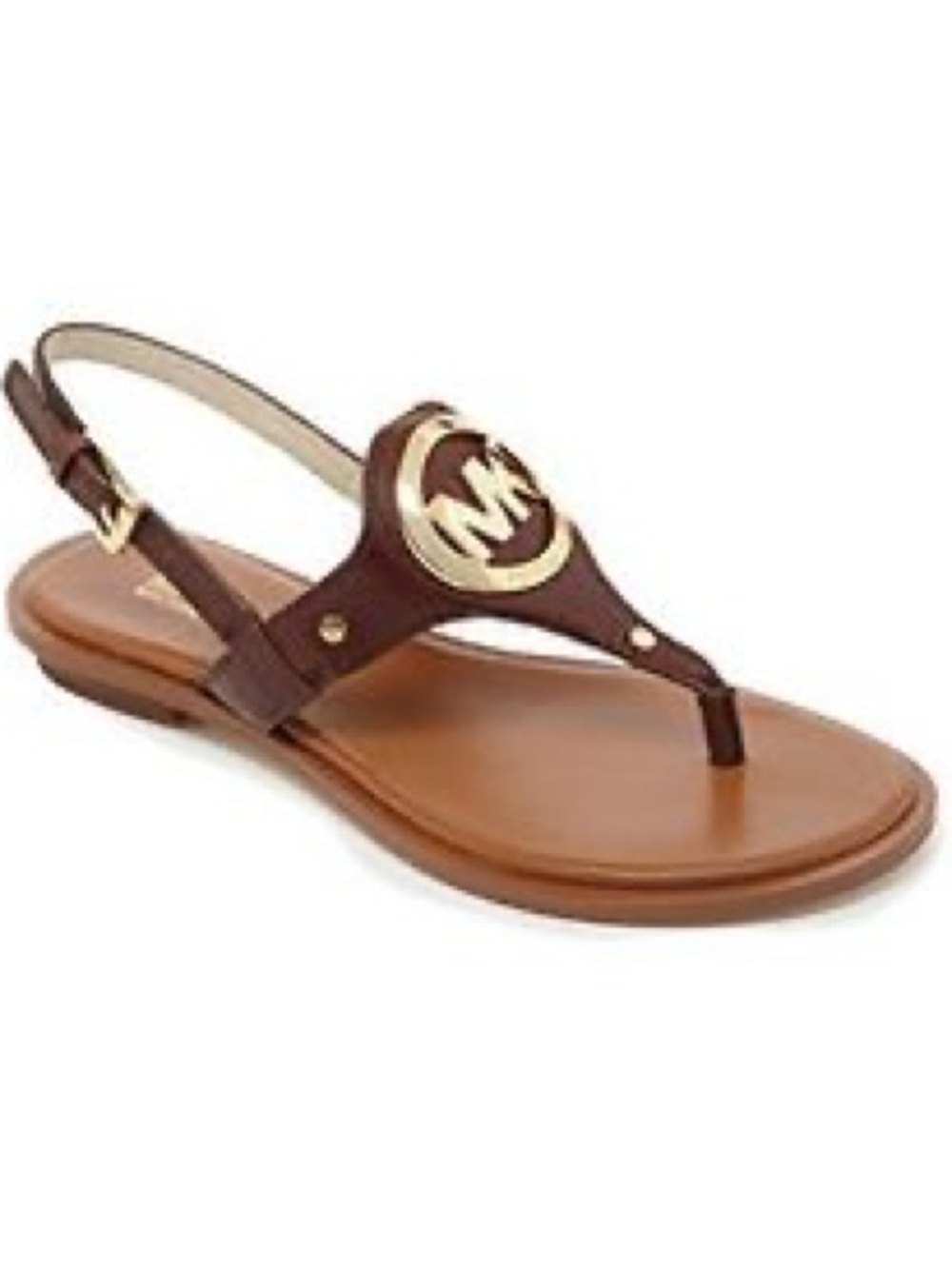 MICHAEL Michael Kors Brown Leather Logo Thong Sandal